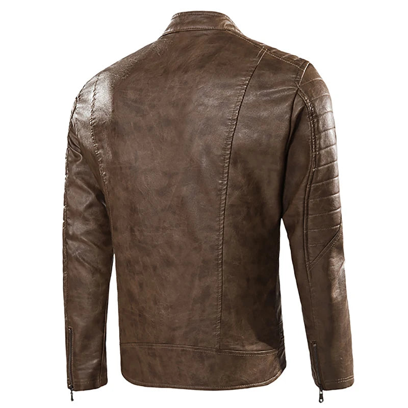 Stand-up Collar PU leather Warmth Jacket