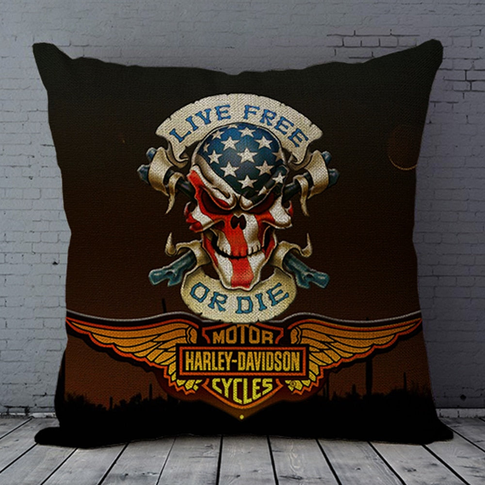 Motorcycle H D Cotton Linen Square Throw Pillow Cover