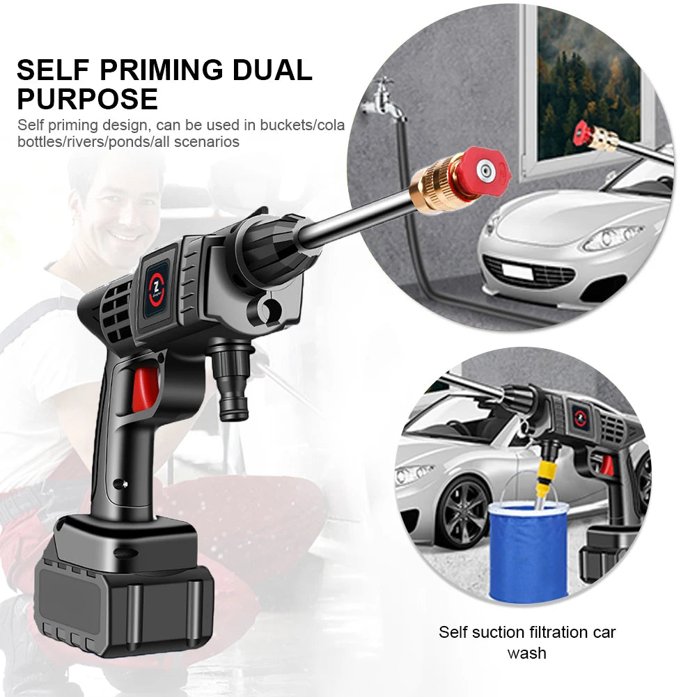 200W 50Bar Cordless High Pressure Car Washer Spray Water Gun