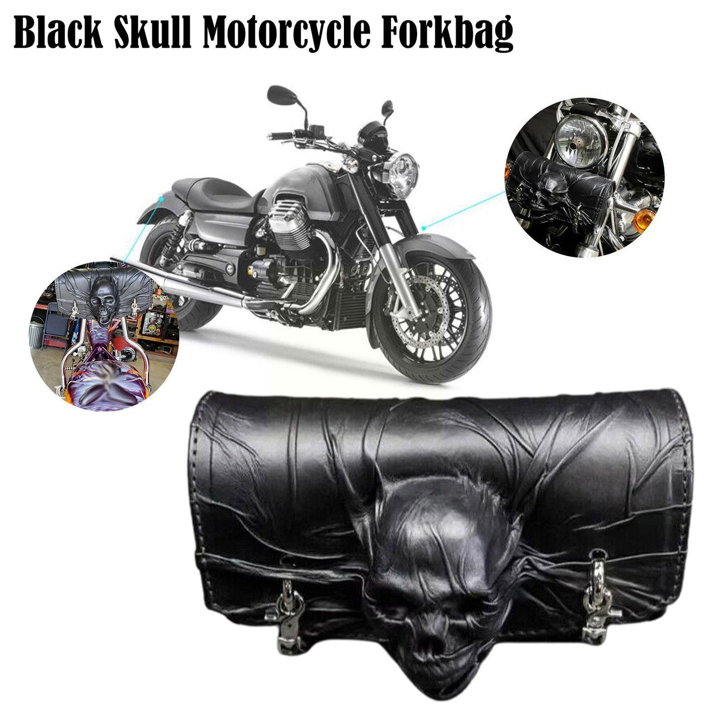 Skull Motorcycle Fork Saddle Bag