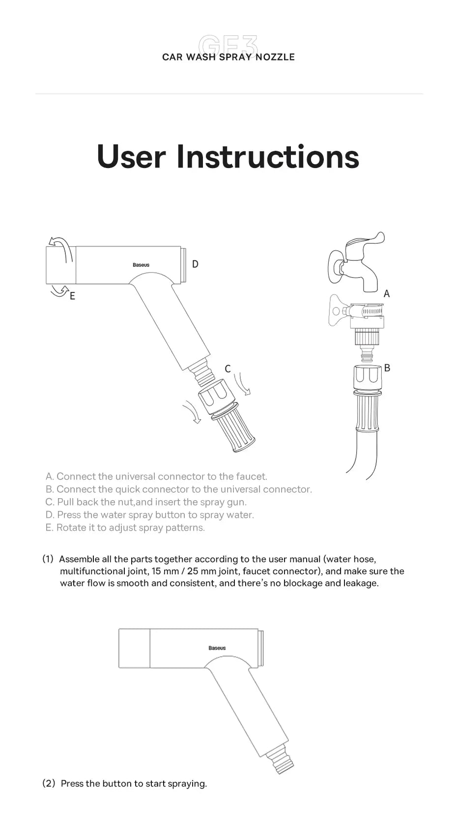 Portable Car Wash High Pressure Water Spray Gun