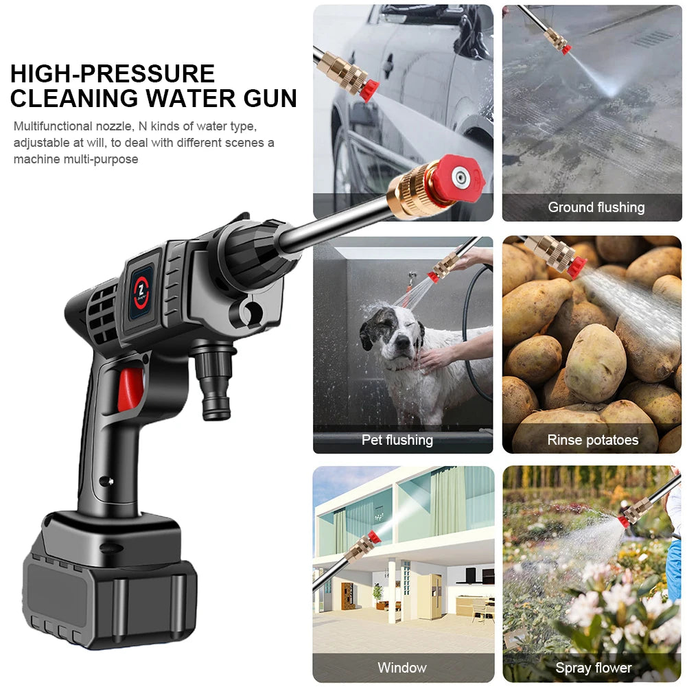 200W 50Bar Cordless High Pressure Car Washer Spray Water Gun