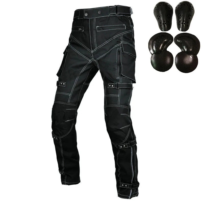 Motorcycle Riding Anti-fall Reflective Strips Multi-Pocket Jeans