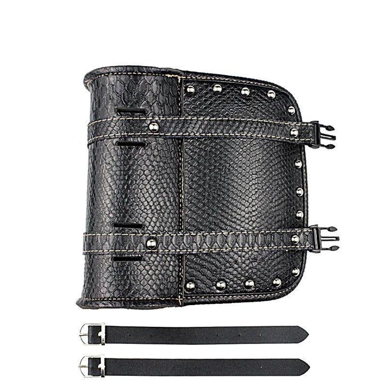 Black Crocodile Pattern Retro Motorcycle Cruiser Tool Bag