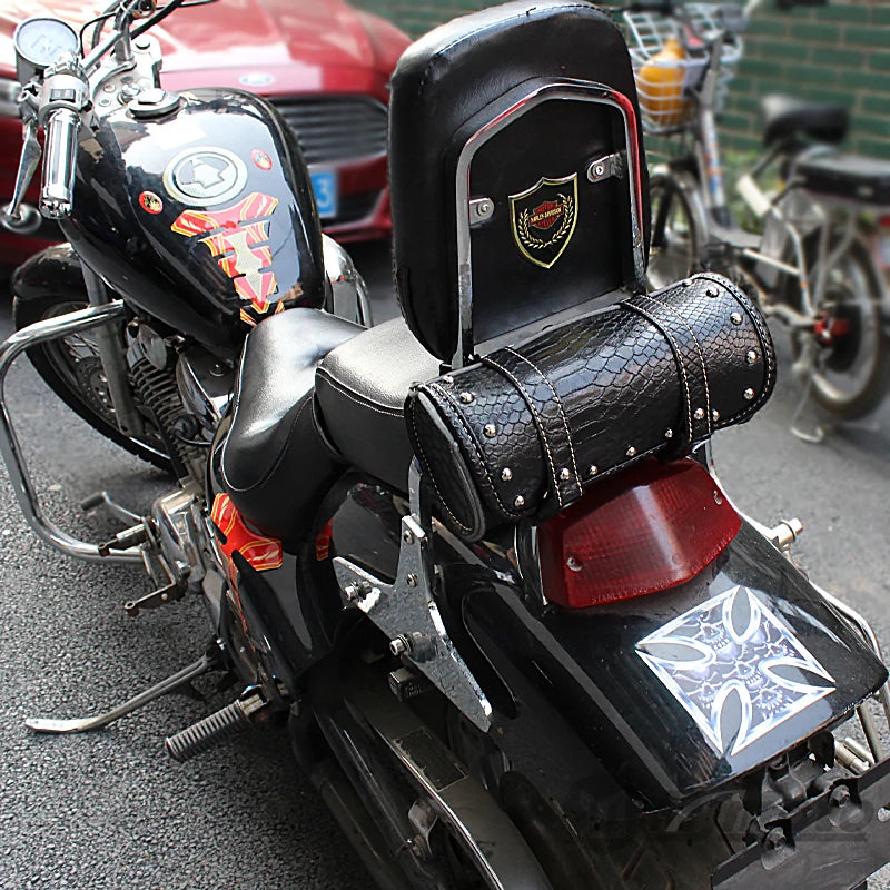 Black Crocodile Pattern Retro Motorcycle Cruiser Tool Bag