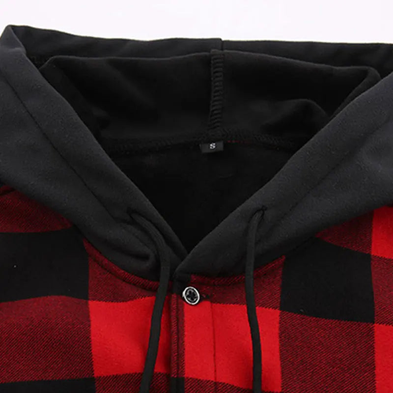 Plaided Fleece Warm Cotton Hoodie