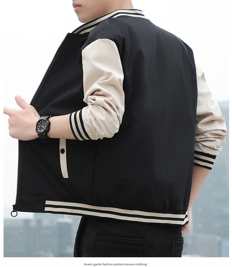 Stand Collar Korean Style  Baseball Jacket