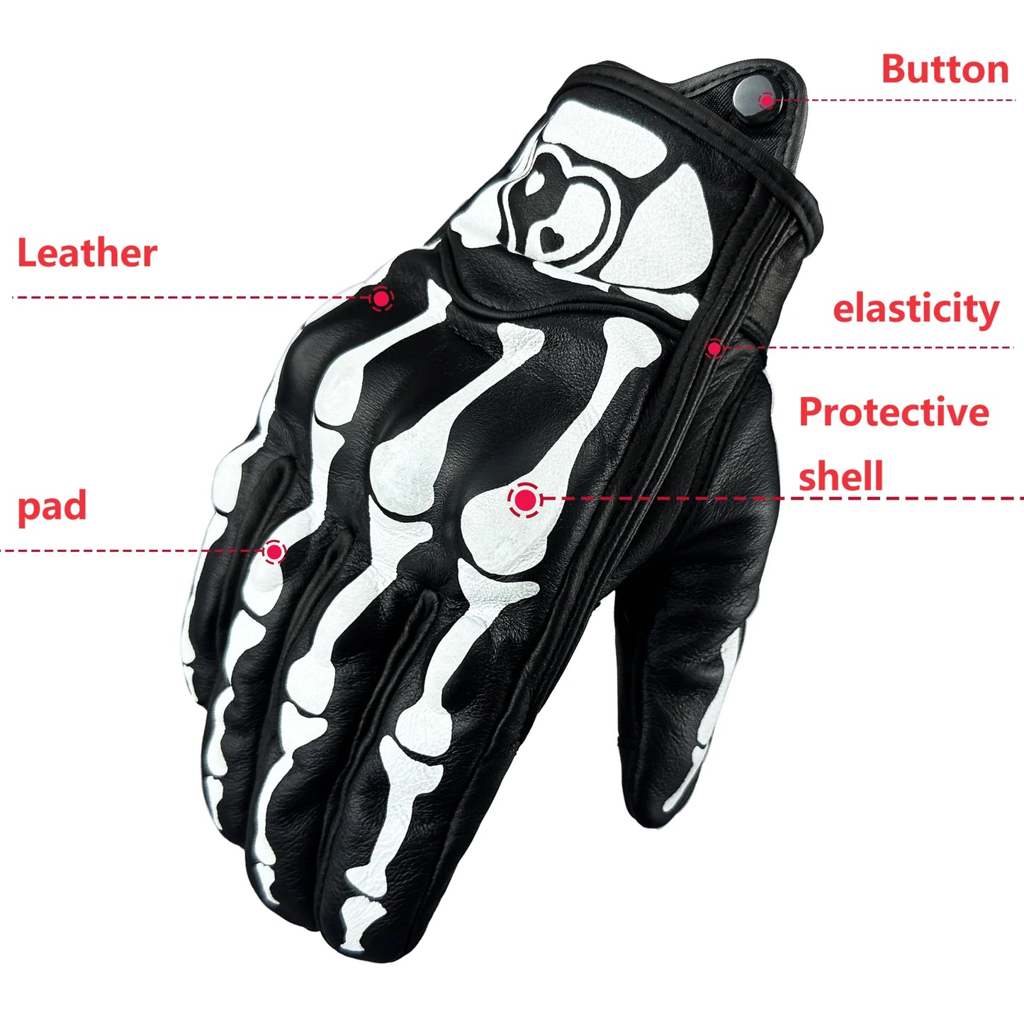 Skull Design Touch Screen Motorcycle Gloves