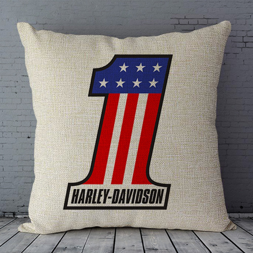 Motorcycle H D Cotton Linen Square Throw Pillow Cover