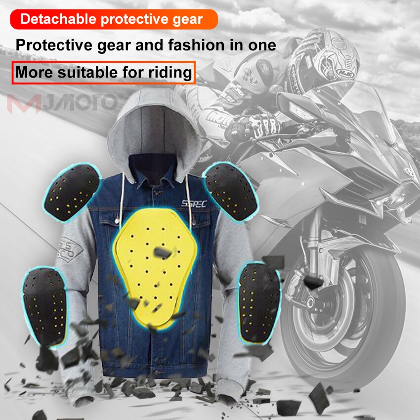 Denim Protective Arms Motorcycle Hoodie