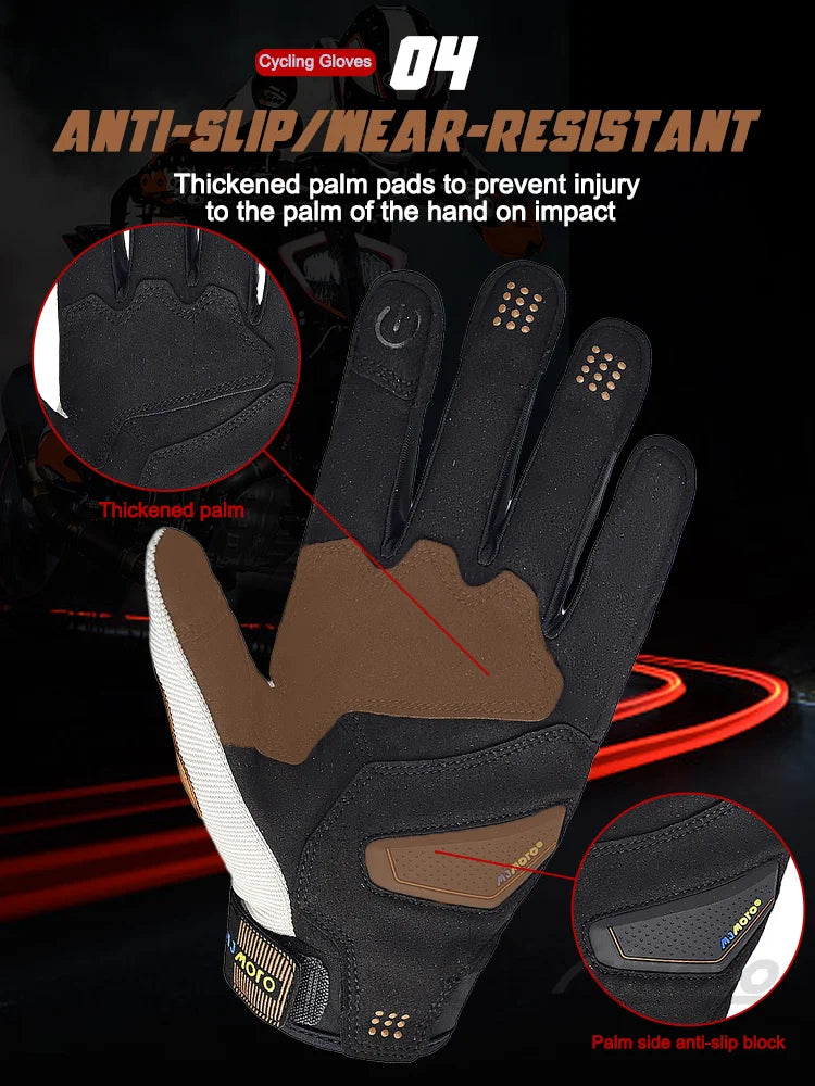 Black Brown Breathable Motocross Gloves