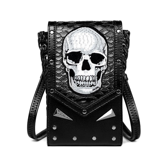 Black Skull Pattern Wallet Pouch Crossbody Bags