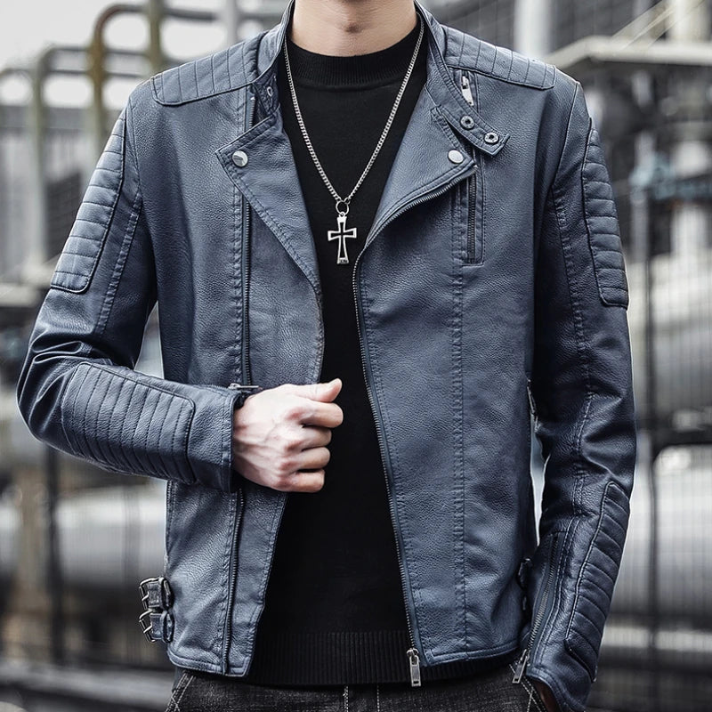 Black Slim Fit Jacket PU Leather Jacket