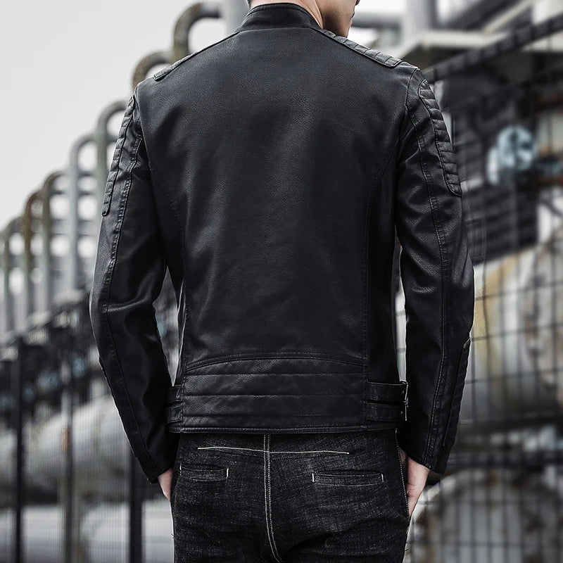 Black Slim Fit Jacket PU Leather Jacket