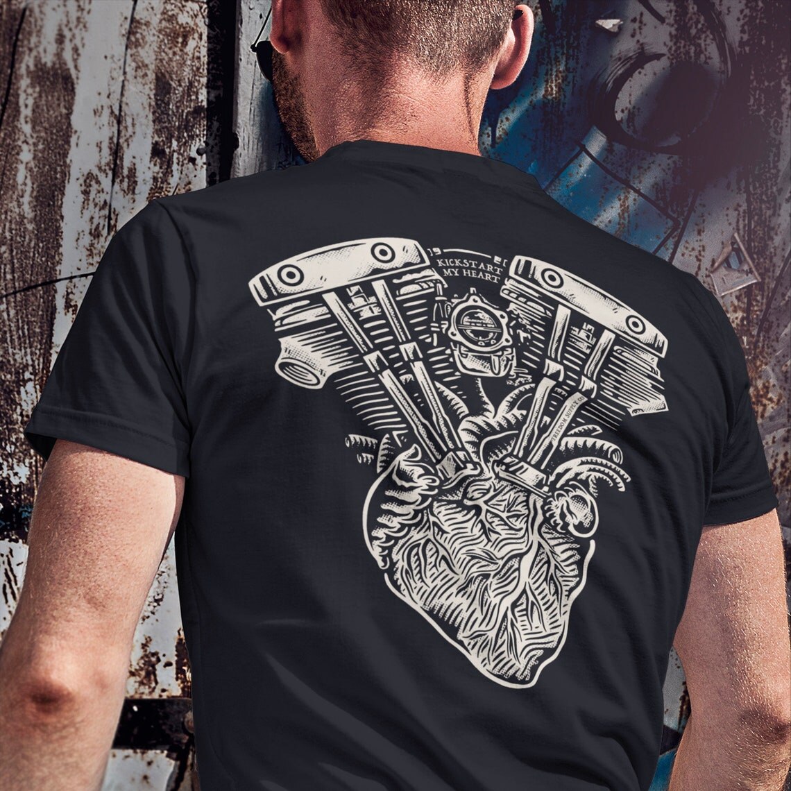 Black VTwin Engine Cotton Tshirt