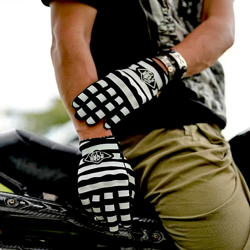 Striped Pattern Motorcycle Gloves