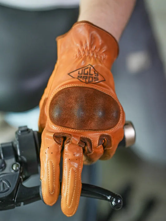 Retro Leather Touch Screen Motorcycle Gloves