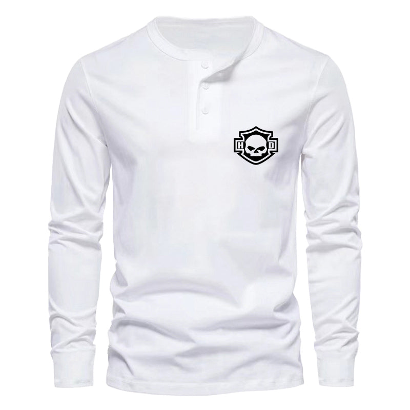 H D Basic Skull Logo Pullover Long-sleeved T-shirt