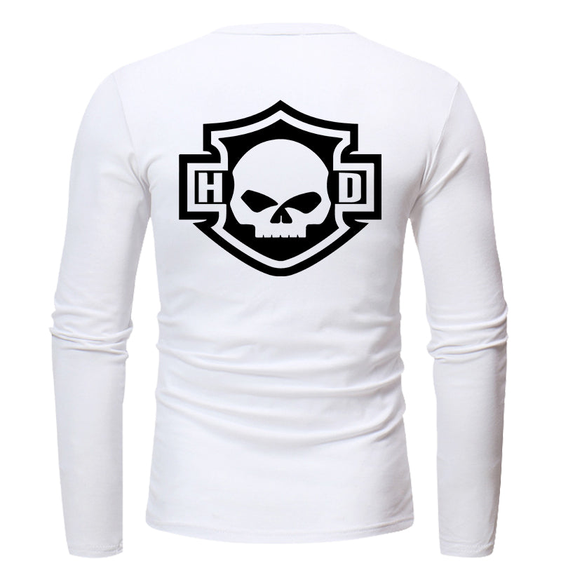 H D Basic Skull Logo Pullover Long-sleeved T-shirt