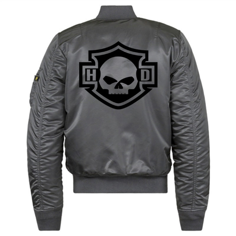 H D Skull Outline Logo Bomber Jacket
