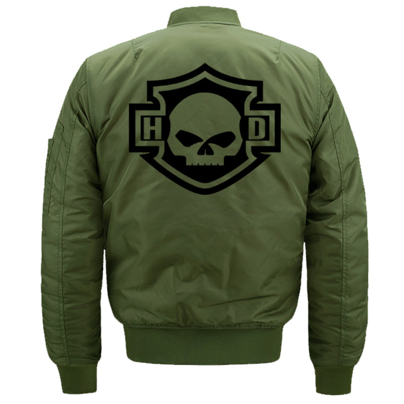 H D Skull Outline Logo Bomber Jacket