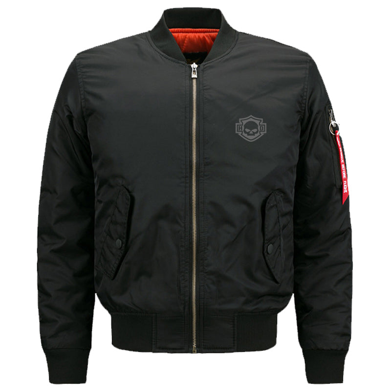 H D Skull Outline Logo Bomber Jacket – xroder