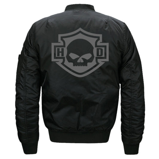 H D Skull Outline Logo Bomber Jacket