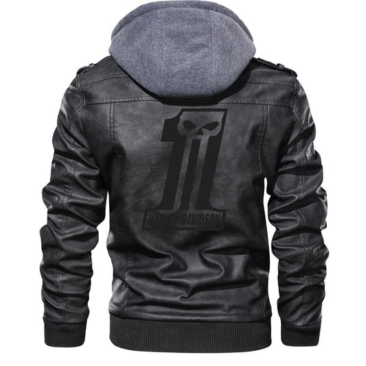 H D One Logo PU Leather Jacket