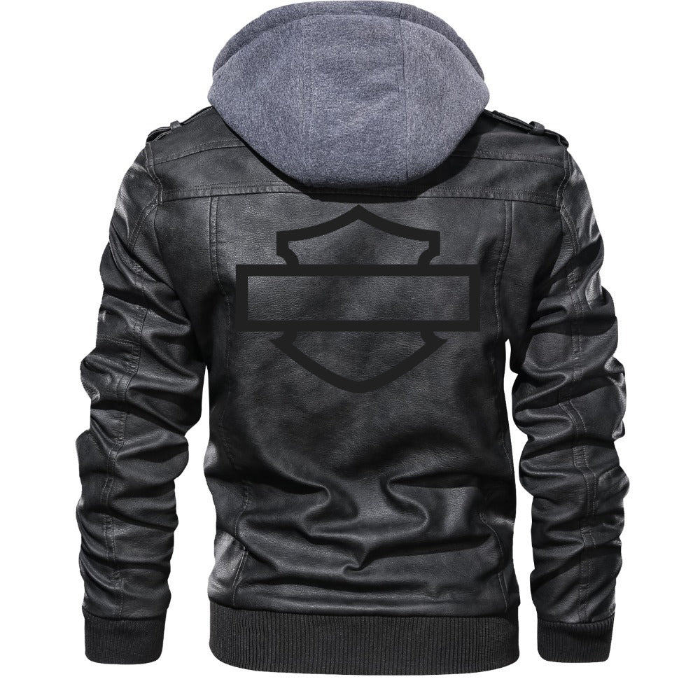 H D Outline Logo PU Leather Jacket