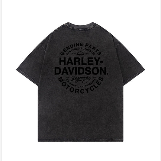 H D Genuine Logo Washed Cotton Short Sleeve T-shirt