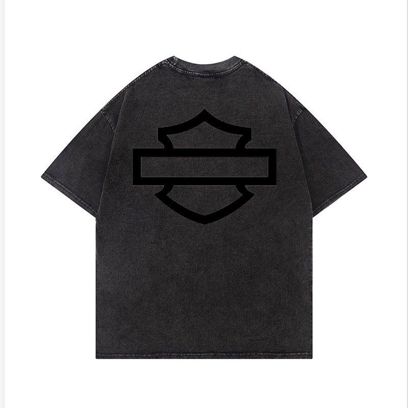 H D Outline Logo Washed Cotton Short Sleeve T-shirt