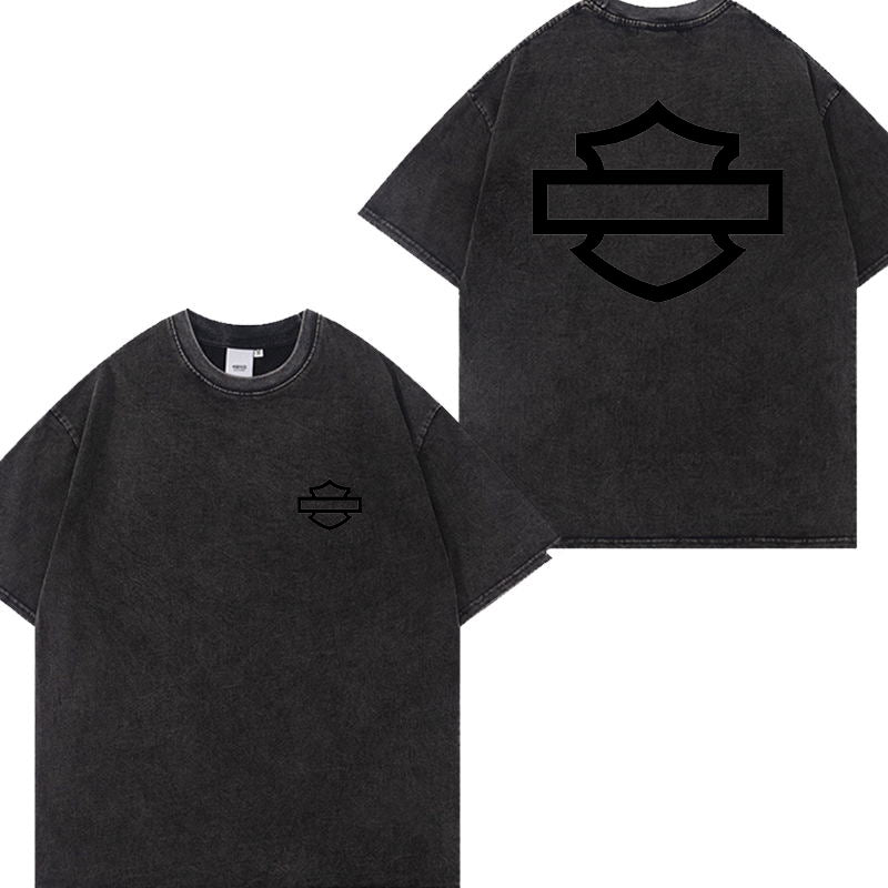 H D Outline Logo Washed Cotton Short Sleeve T-shirt