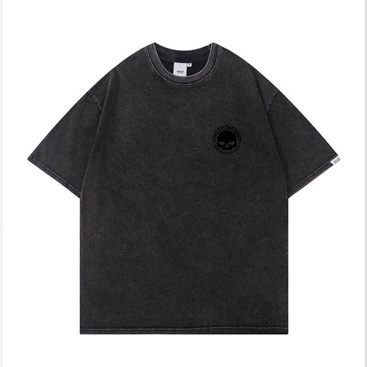 H D Skull Logo Washed Cotton Short Sleeve T-shirt