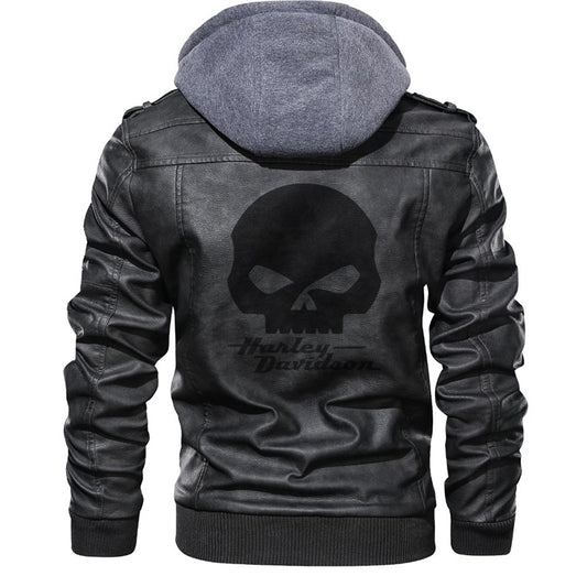 Punk Skull Logo PU Leather Jacket