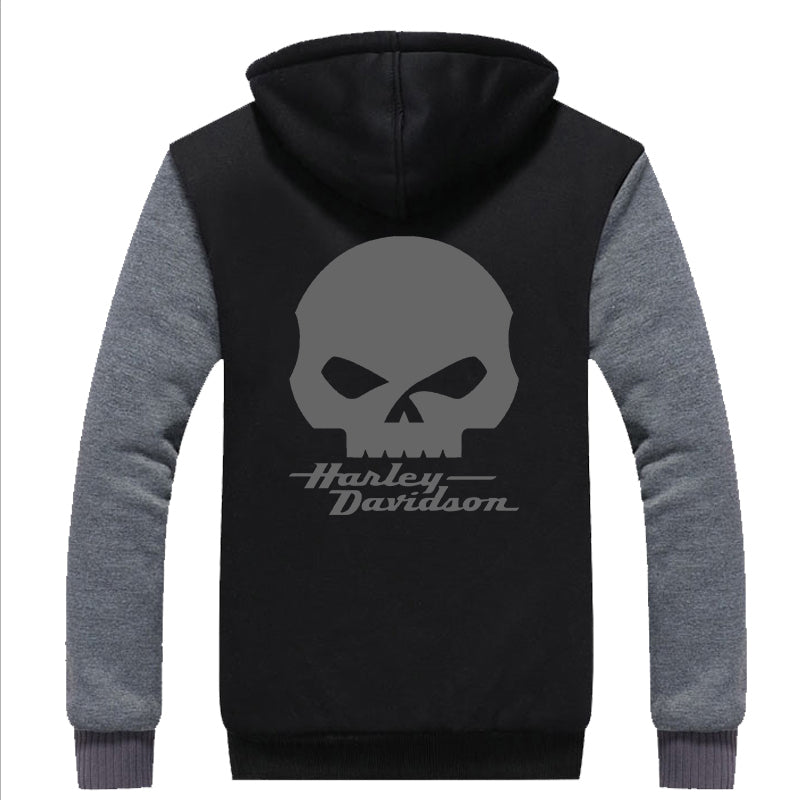 H D Punk Skull Logo Warm Fleece Hoodie