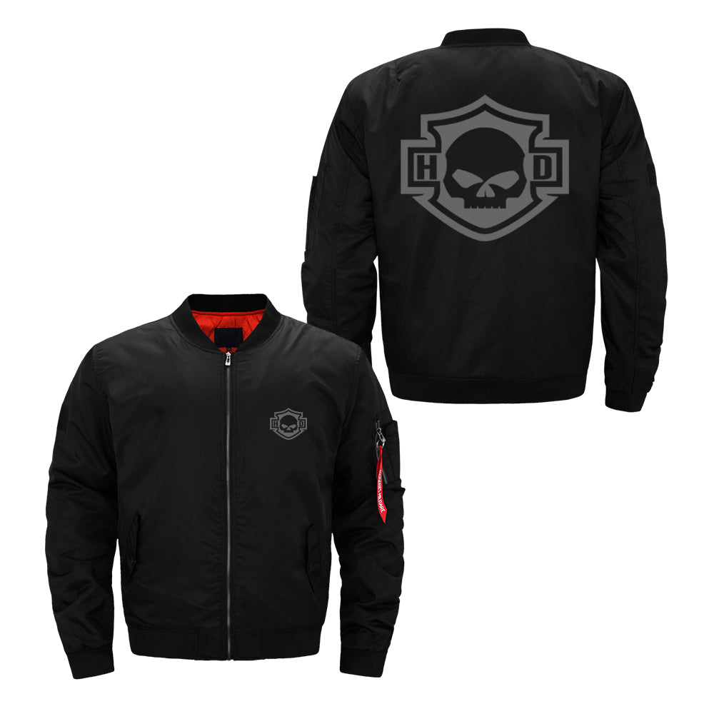 H D Skull Outline Logo Bomber Jacket