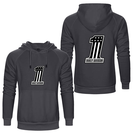 H D One Logo Both Side Print Cotton Hoodie