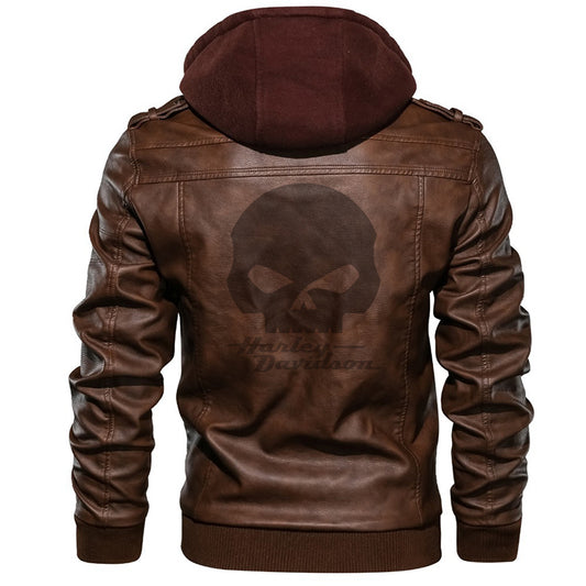 Punk Skull Logo PU Leather Jacket