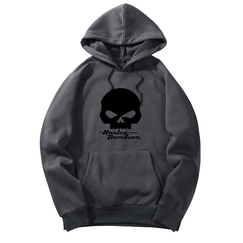 Punk Skull H D Logo Cotton Hoodie