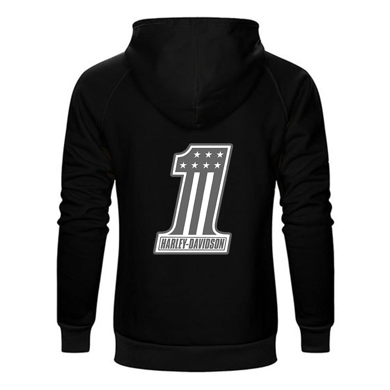 H D One Logo Both Side Print Cotton Hoodie