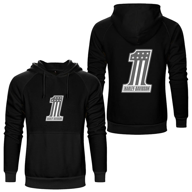 H D One Logo Both Side Print Cotton Hoodie