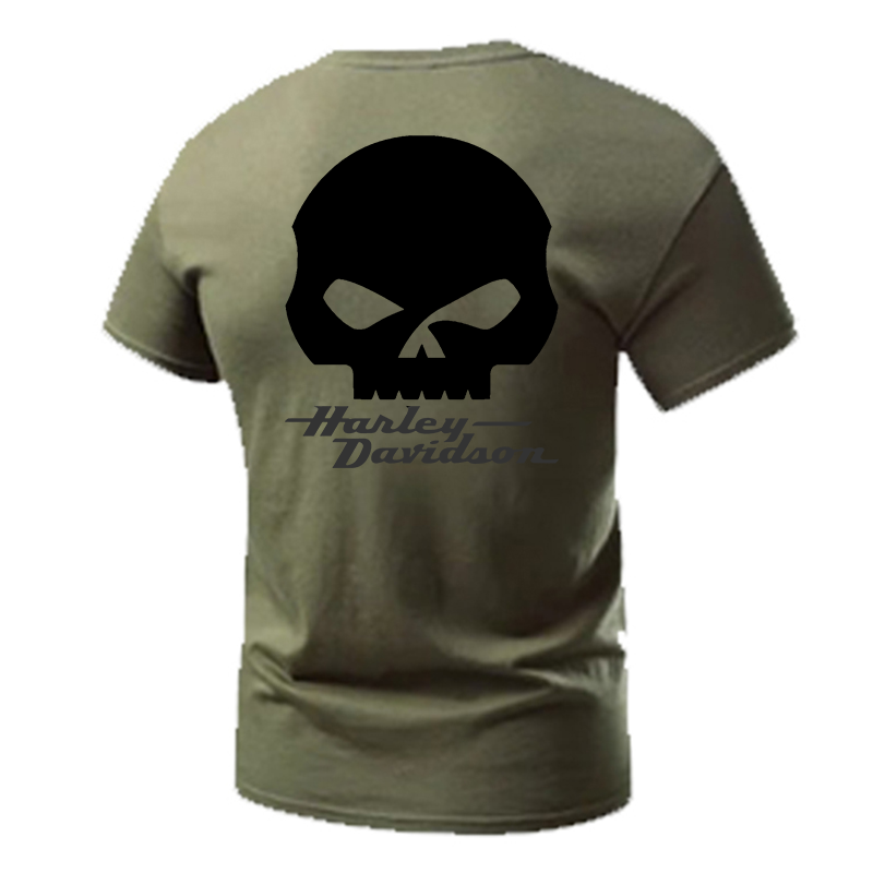 H D Punk Skull Logo Cotton Half Sleeve T-shirt