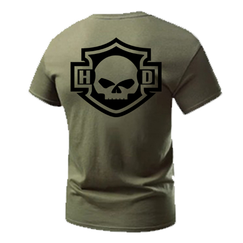 H D Skull Outline Logo Cotton Half Sleeve T-shirt