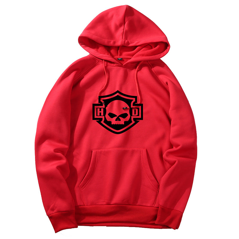 H D Skull Outline Logo Cotton Hoodie