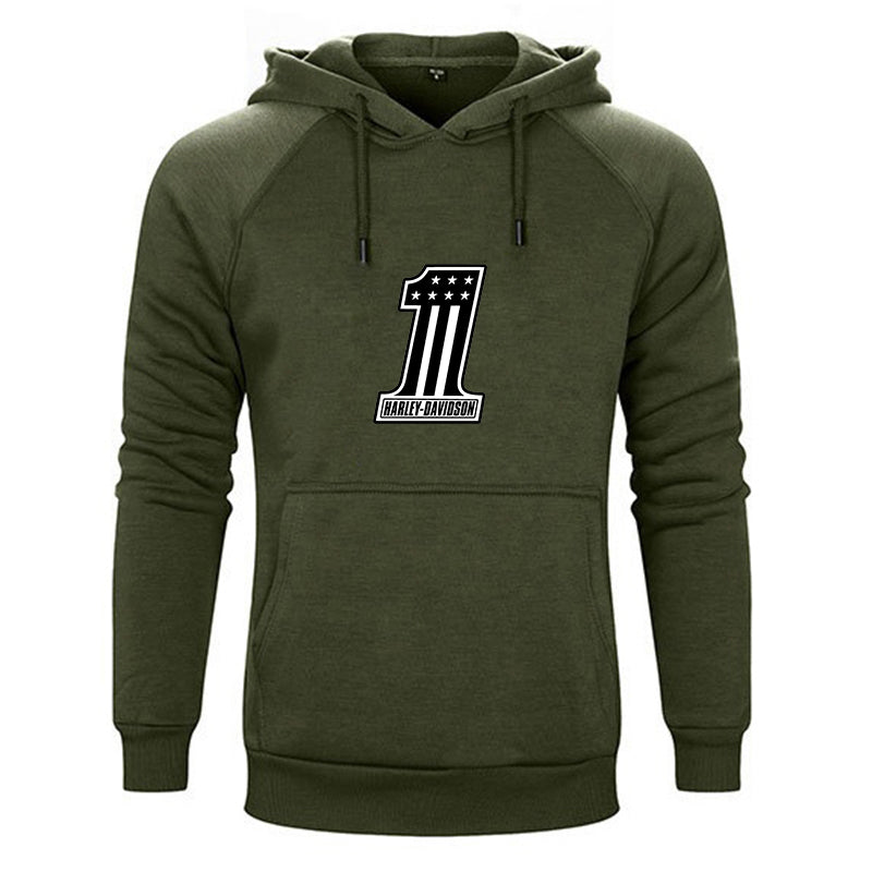 H D One Logo Both Side Print Cotton Hoodie