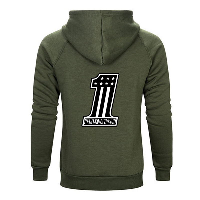 H D One Logo Both Side Print Cotton Hoodie