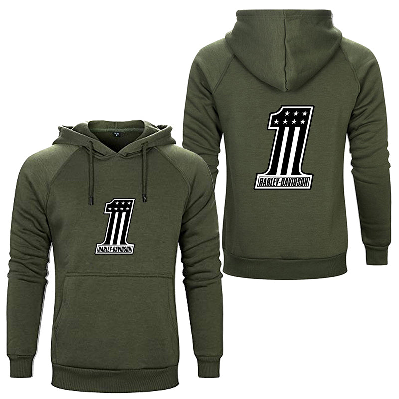 H D One Logo Both Side Print Cotton Hoodie