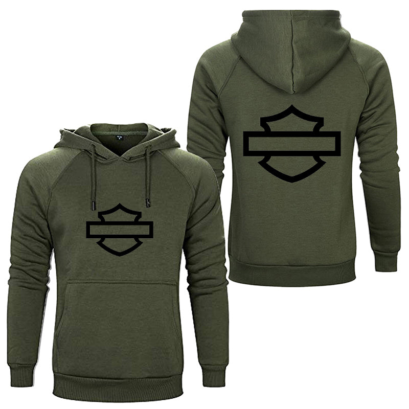 H D Logo Outline Both Side Print Cotton Hoodie