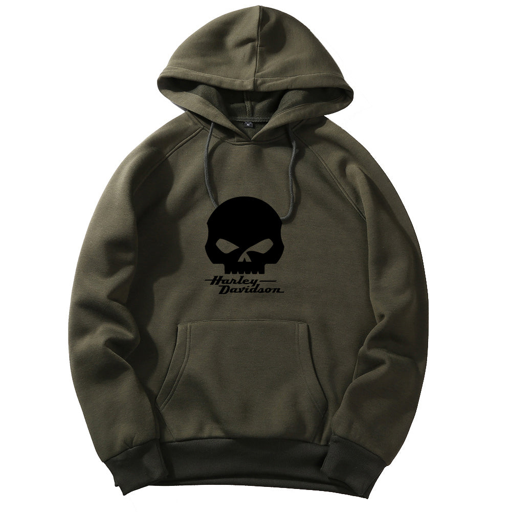 Punk Skull H D Logo Cotton Hoodie