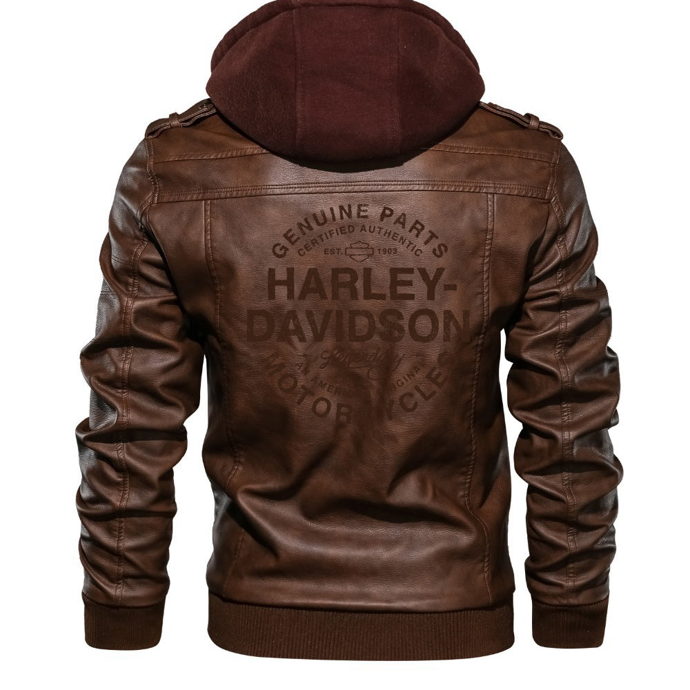 H D Genuine Logo PU Leather Jacket